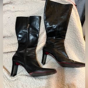Black square toe boots